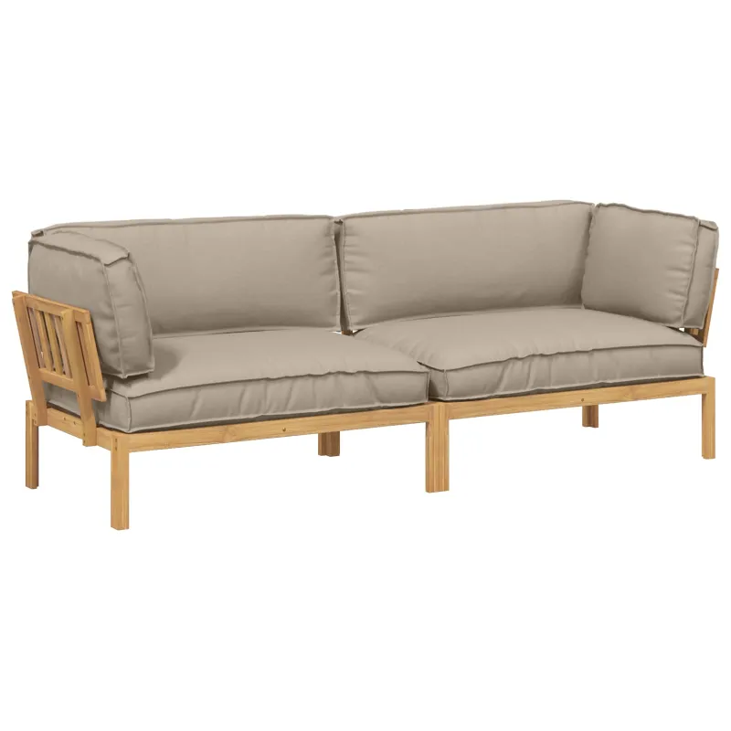 Sofos komplektas su pagalve 2 pcs Taupe Kietos akacijos mediena