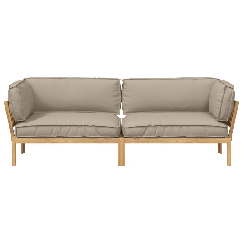 Sofos komplektas su pagalve 2 pcs Taupe Kietos akacijos mediena