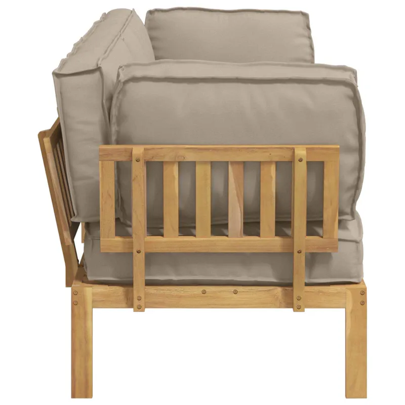 Sofos komplektas su pagalve 2 pcs Taupe Kietos akacijos mediena