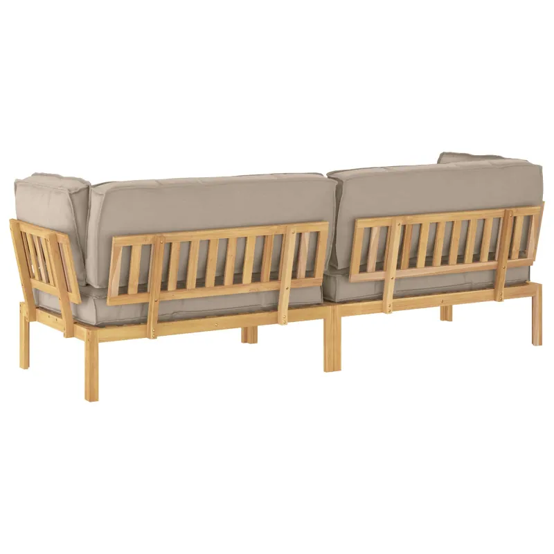 Sofos komplektas su pagalve 2 pcs Taupe Kietos akacijos mediena