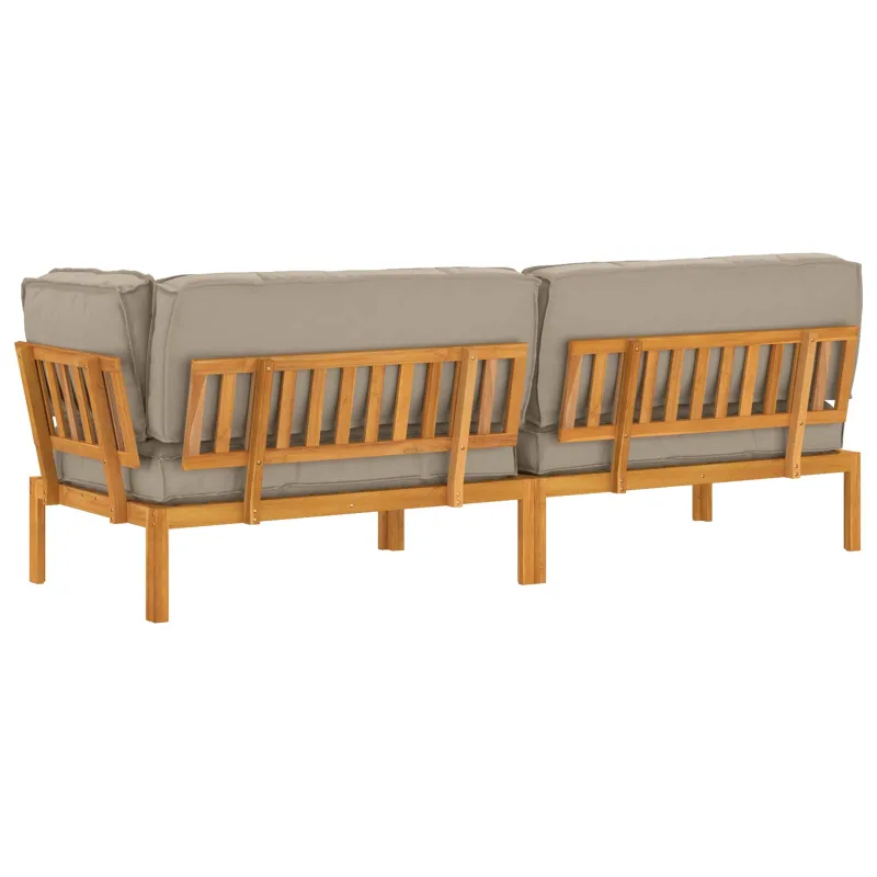 Sofos komplektas su pagalve 3 pcs Taupe Kietos akacijos mediena