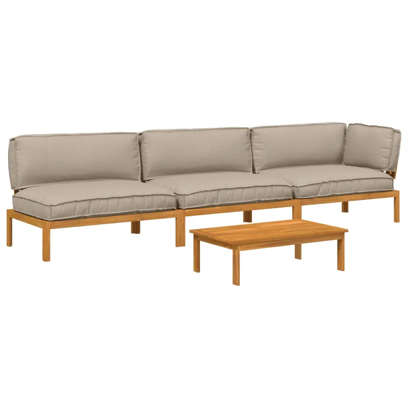 Sofos komplektas su pagalve 4 pcs Taupe Kietos akacijos mediena