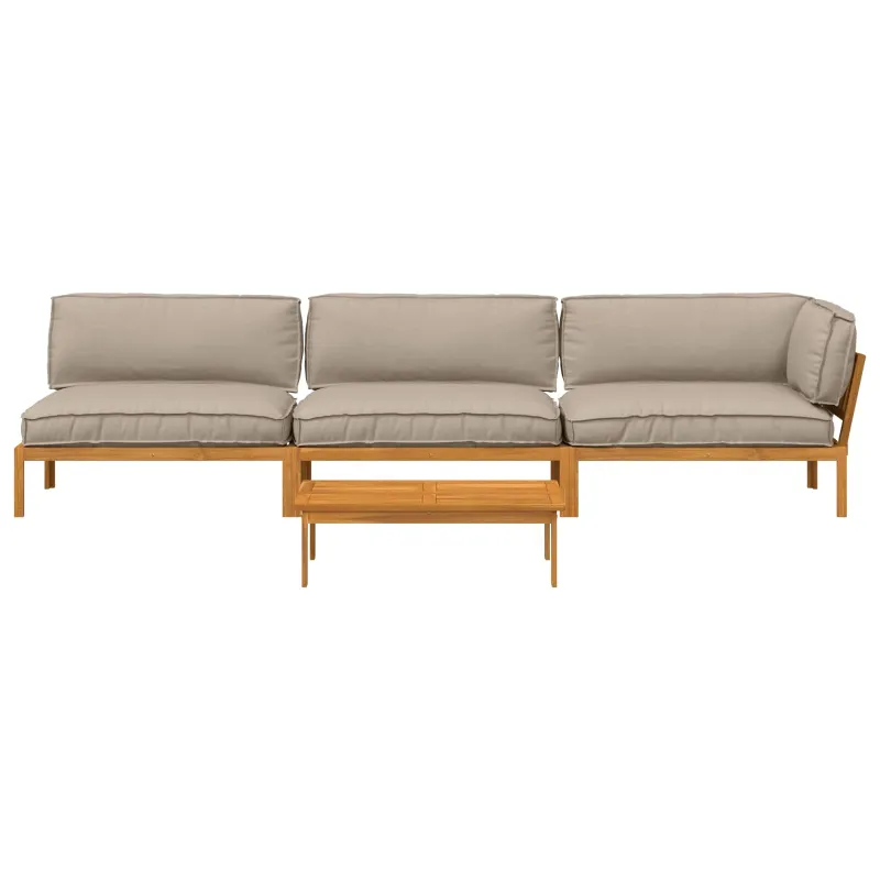 Sofos komplektas su pagalve 4 pcs Taupe Kietos akacijos mediena