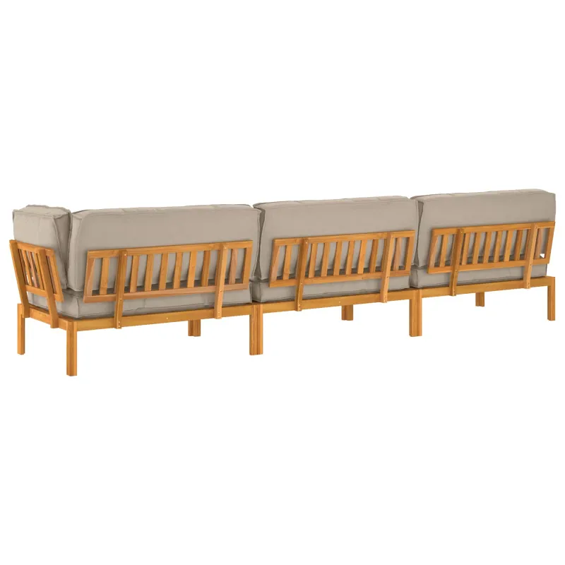 Sofos komplektas su pagalve 4 pcs Taupe Kietos akacijos mediena