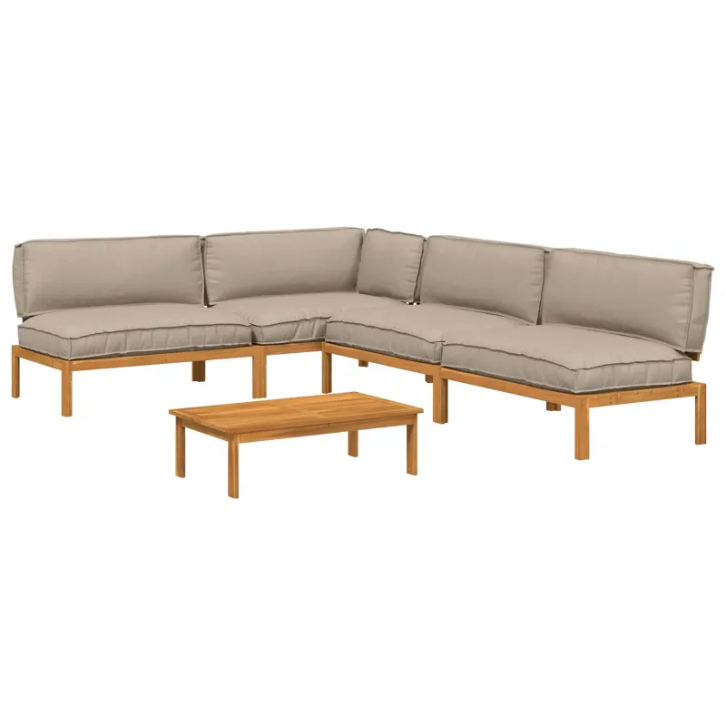 Sofos komplektas su pagalve 5 pcs Taupe Kietos akacijos mediena
