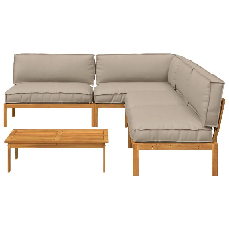 Sofos komplektas su pagalve 5 pcs Taupe Kietos akacijos mediena