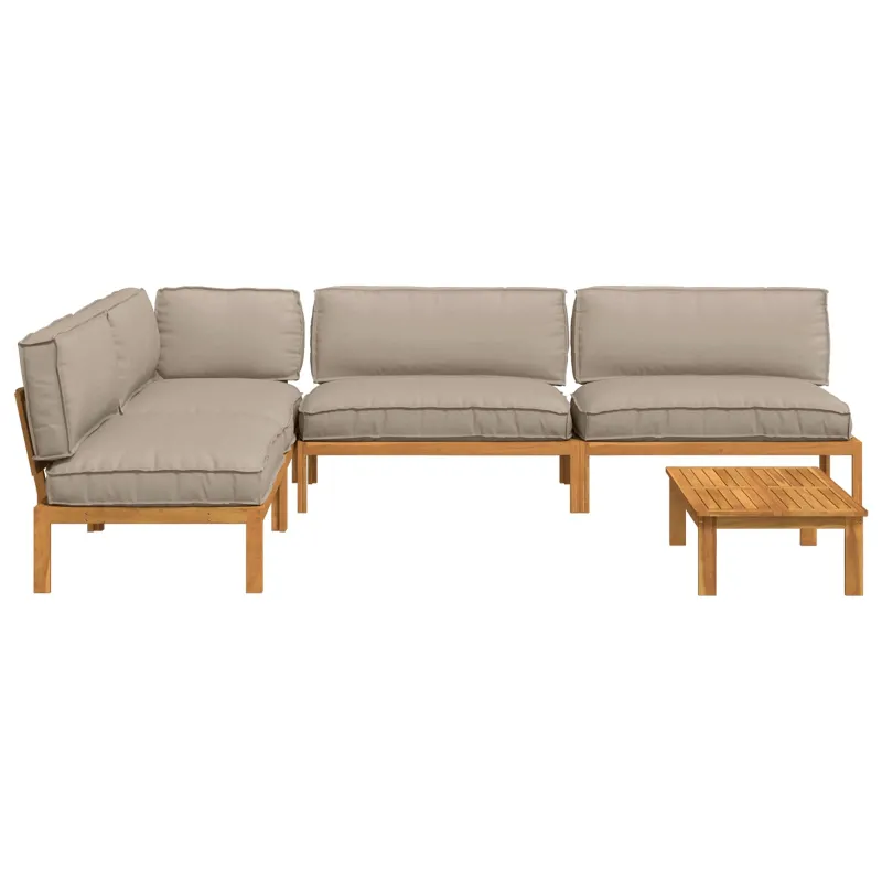 Sofos komplektas su pagalve 5 pcs Taupe Kietos akacijos mediena