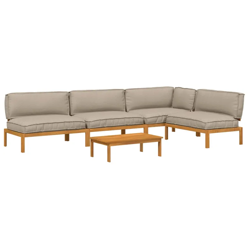 Sofos komplektas su pagalve 5 pcs Taupe Kietos akacijos mediena