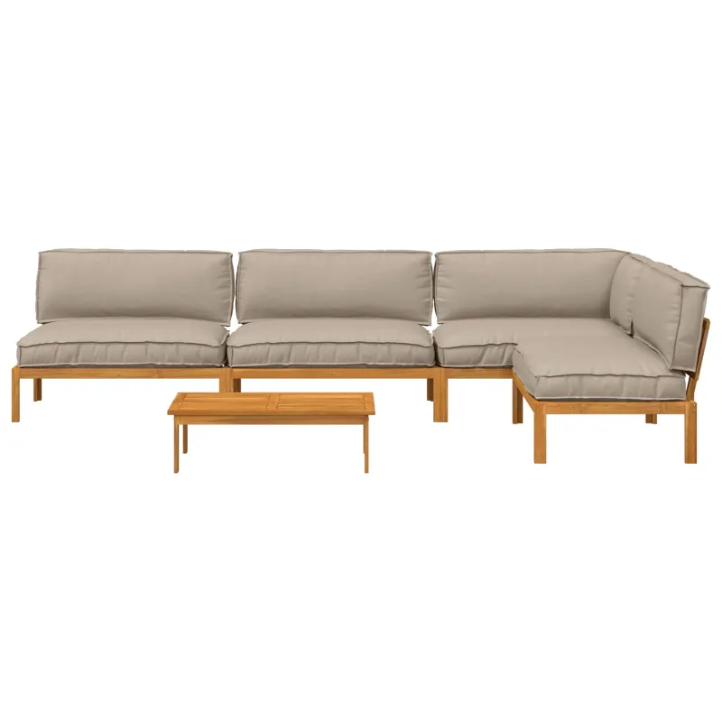 Sofos komplektas su pagalve 5 pcs Taupe Kietos akacijos mediena
