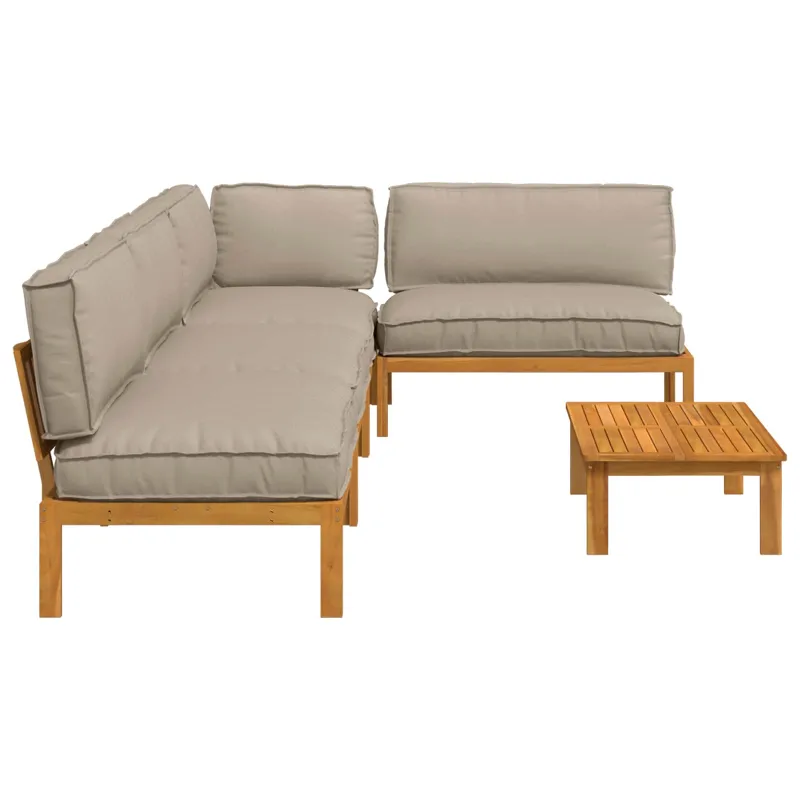 Sofos komplektas su pagalve 5 pcs Taupe Kietos akacijos mediena