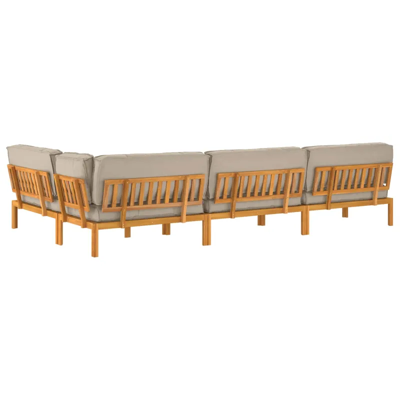 Sofos komplektas su pagalve 5 pcs Taupe Kietos akacijos mediena