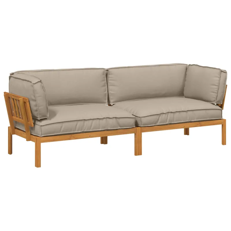Sofos komplektas su pagalve 2 pcs Taupe Kietos akacijos mediena