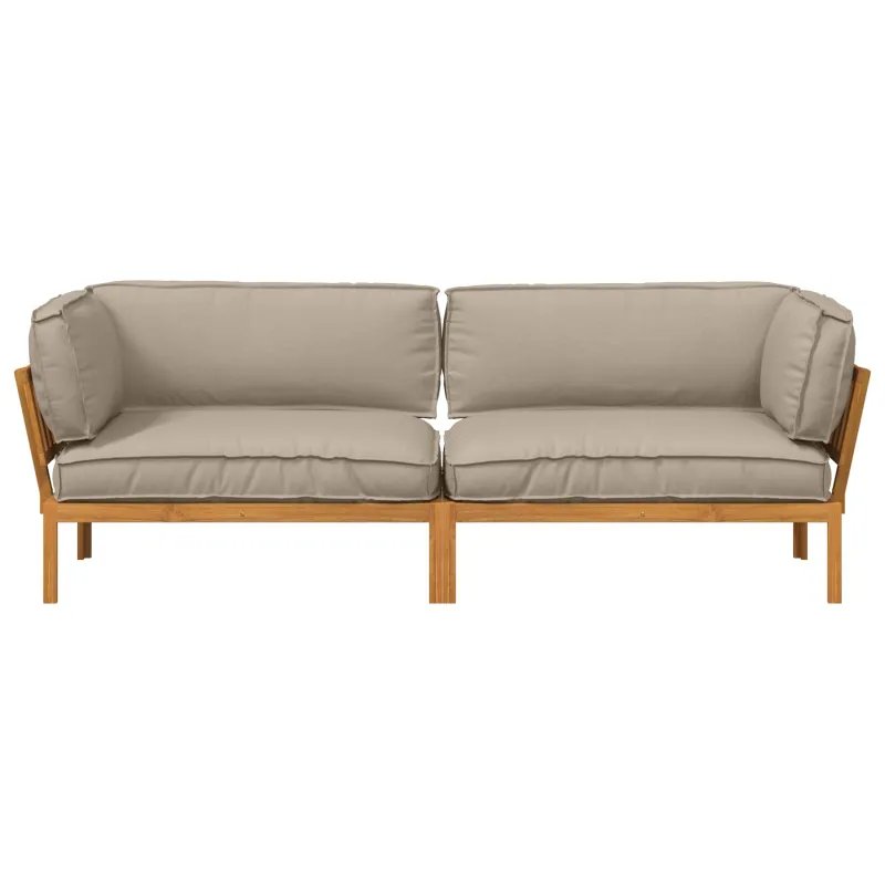 Sofos komplektas su pagalve 2 pcs Taupe Kietos akacijos mediena