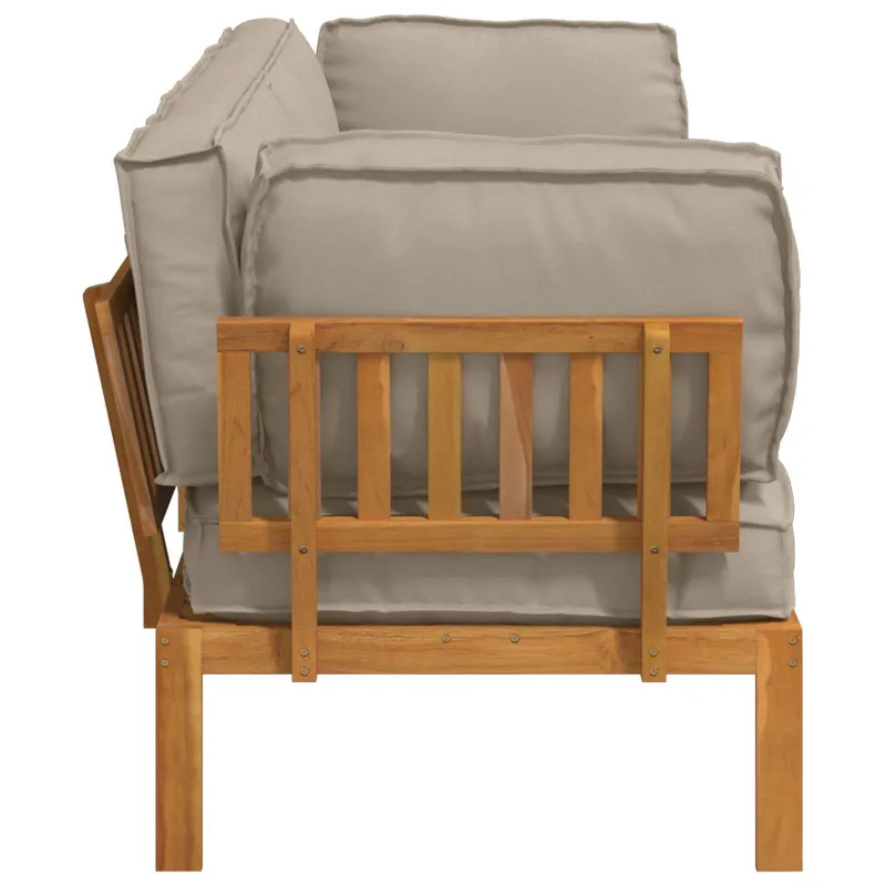 Sofos komplektas su pagalve 2 pcs Taupe Kietos akacijos mediena