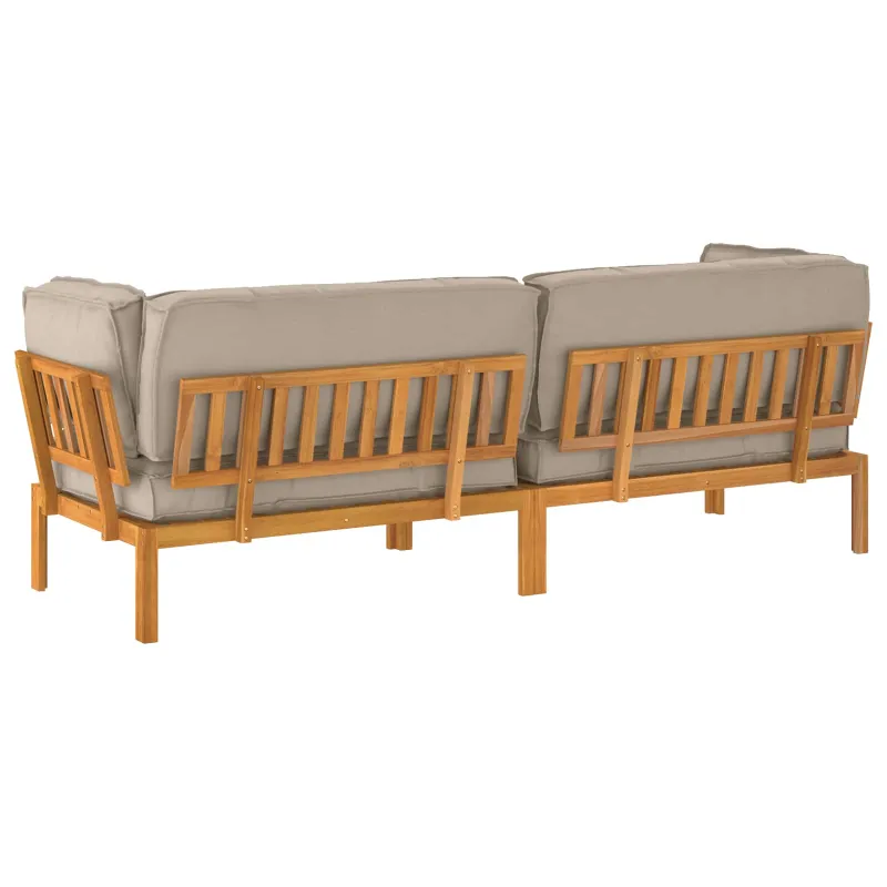 Sofos komplektas su pagalve 2 pcs Taupe Kietos akacijos mediena