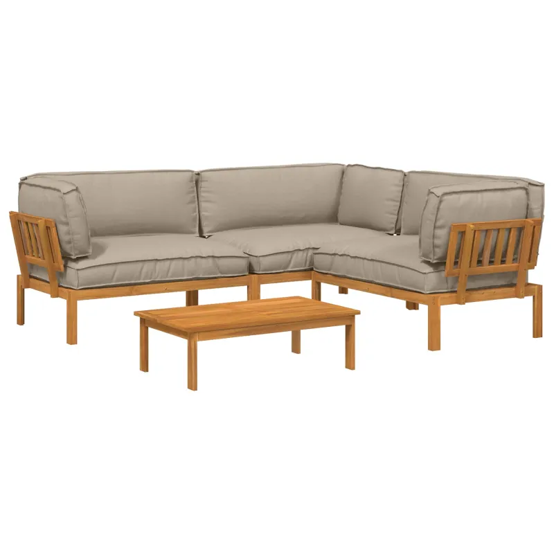 Sofos komplektas su pagalve 4 pcs Taupe Kietos akacijos mediena
