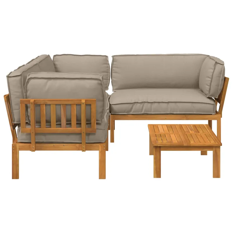 Sofos komplektas su pagalve 4 pcs Taupe Kietos akacijos mediena