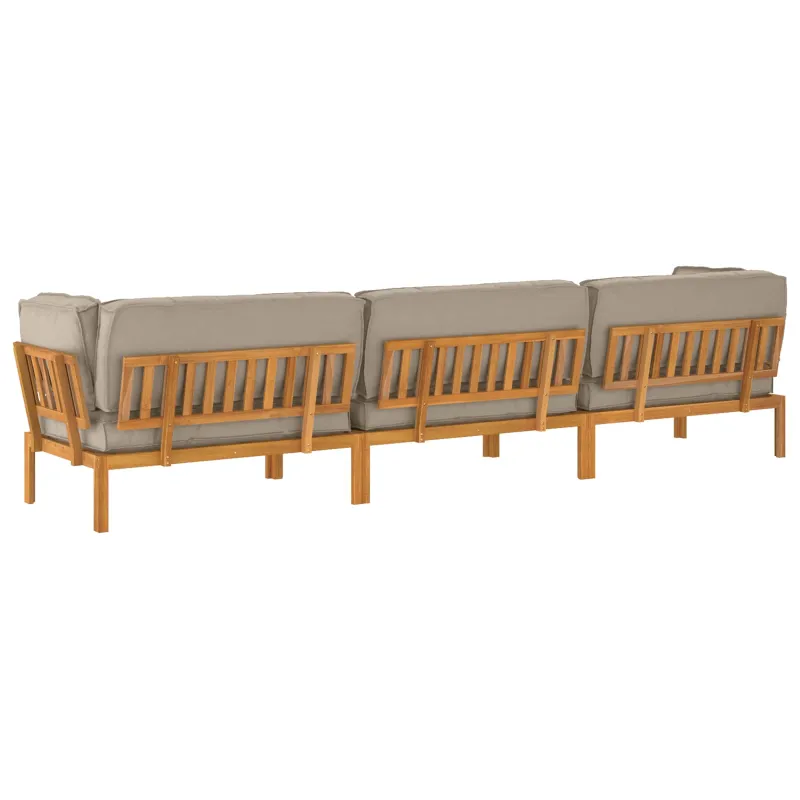 Sofos komplektas su pagalve 4 pcs Taupe Kietos akacijos mediena