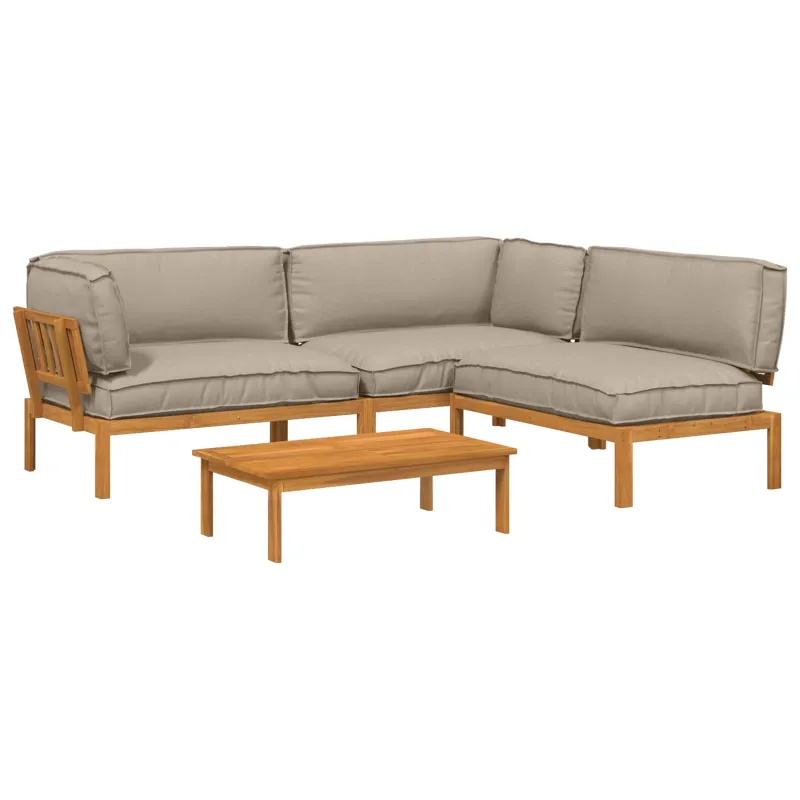 Sofos komplektas su pagalve 4 pcs Taupe Kietos akacijos mediena