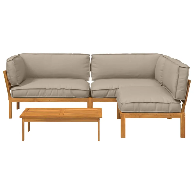Sofos komplektas su pagalve 4 pcs Taupe Kietos akacijos mediena