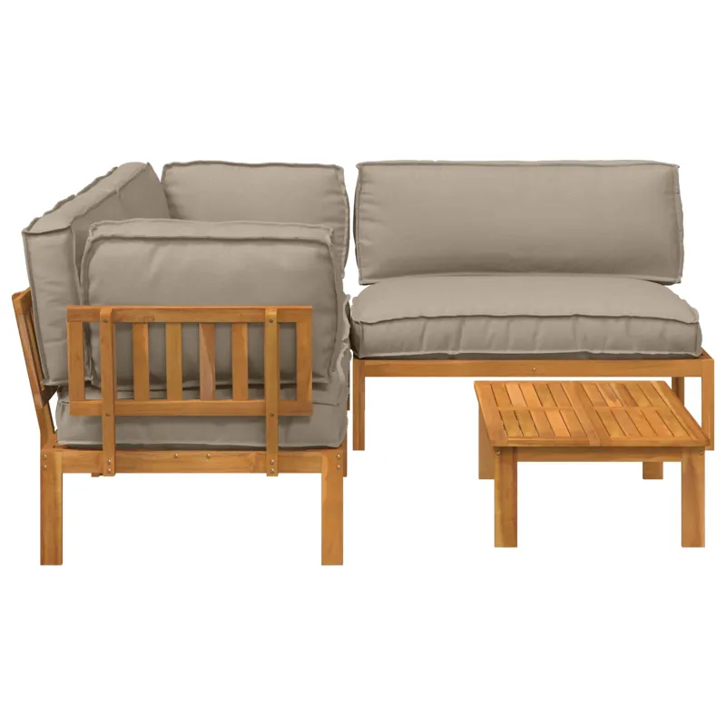 Sofos komplektas su pagalve 4 pcs Taupe Kietos akacijos mediena