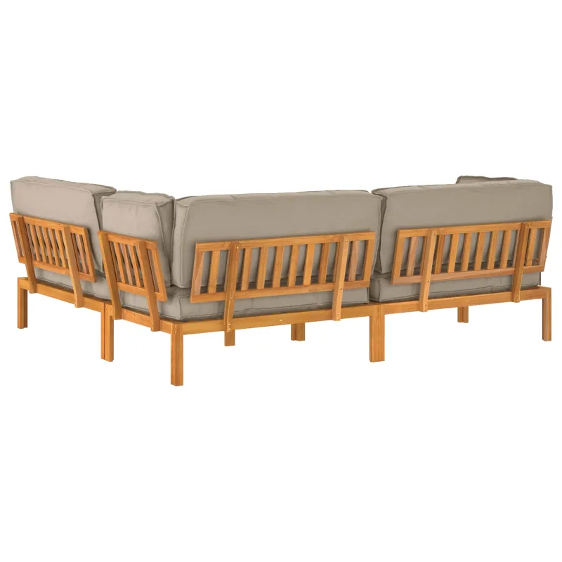 Sofos komplektas su pagalve 4 pcs Taupe Kietos akacijos mediena