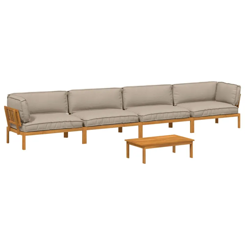 Sofos komplektas su pagalve 5 pcs Taupe Kietos akacijos mediena