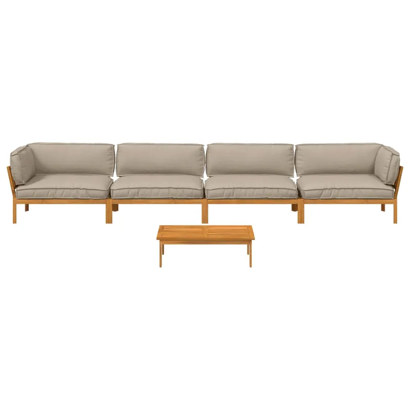 Sofos komplektas su pagalve 5 pcs Taupe Kietos akacijos mediena