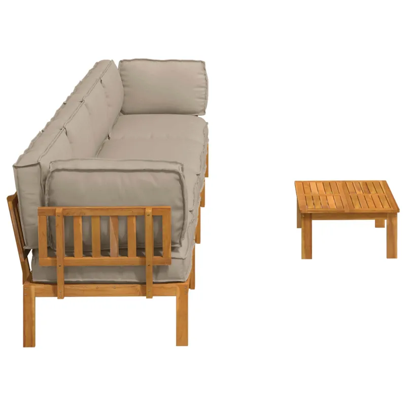 Sofos komplektas su pagalve 5 pcs Taupe Kietos akacijos mediena