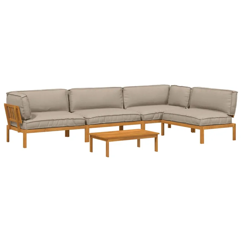 Sofos komplektas su pagalve 5 pcs Taupe Kietos akacijos mediena