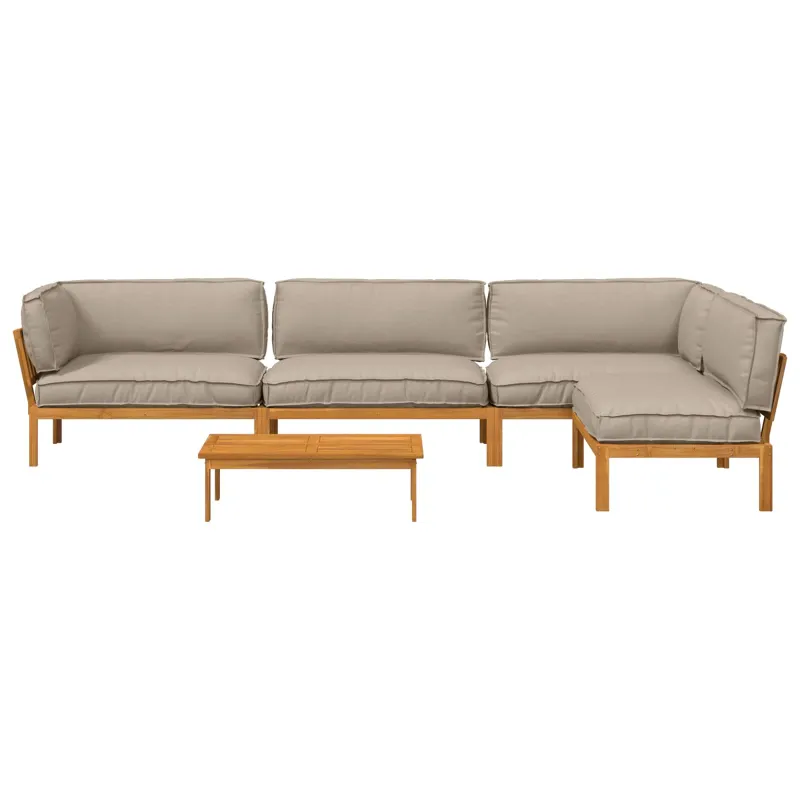 Sofos komplektas su pagalve 5 pcs Taupe Kietos akacijos mediena