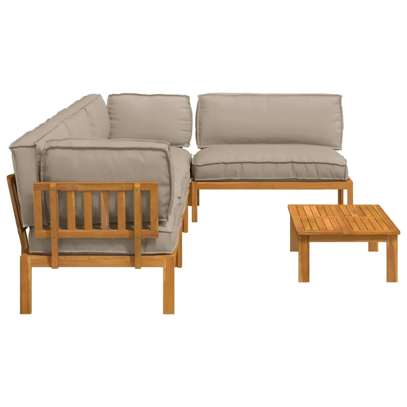Sofos komplektas su pagalve 5 pcs Taupe Kietos akacijos mediena