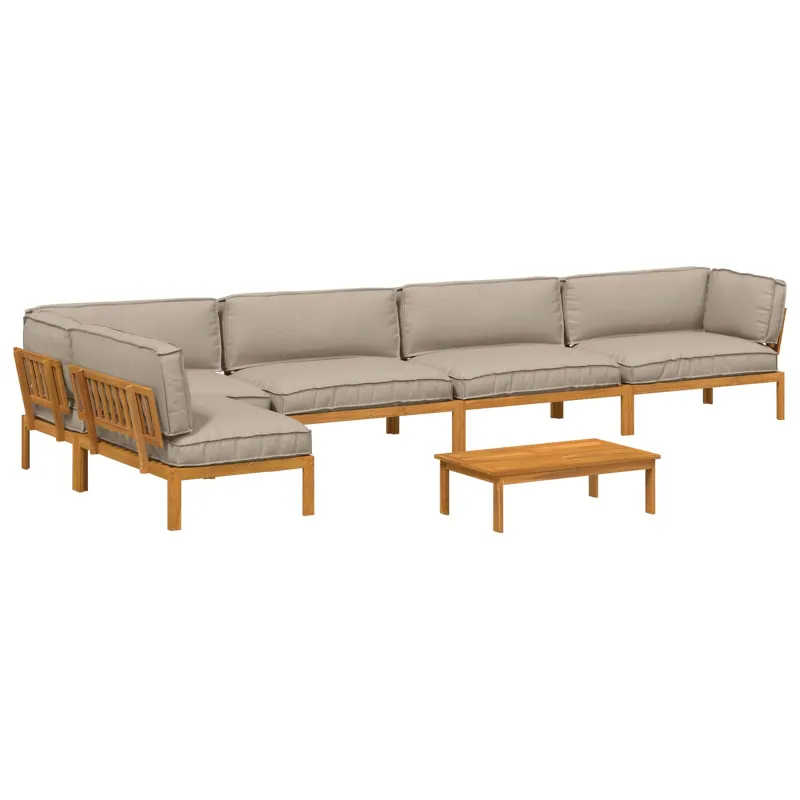 Sofos komplektas su pagalve 6 pcs Taupe Kietos akacijos mediena