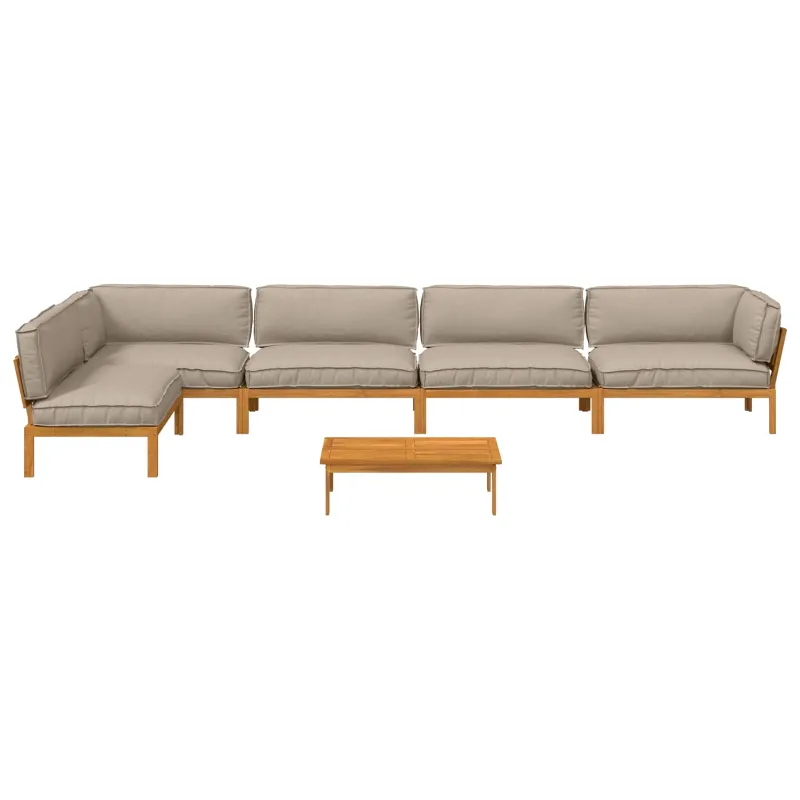 Sofos komplektas su pagalve 6 pcs Taupe Kietos akacijos mediena