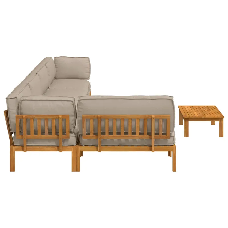 Sofos komplektas su pagalve 6 pcs Taupe Kietos akacijos mediena