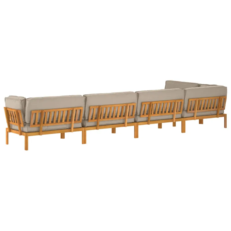 Sofos komplektas su pagalve 6 pcs Taupe Kietos akacijos mediena