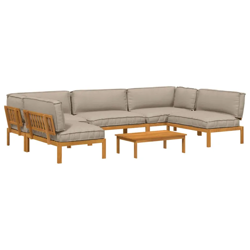 Sofos komplektas su pagalve 6 pcs Taupe Kietos akacijos mediena