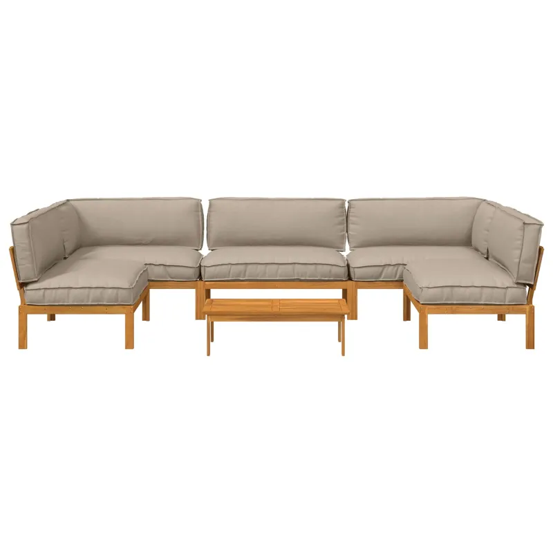 Sofos komplektas su pagalve 6 pcs Taupe Kietos akacijos mediena