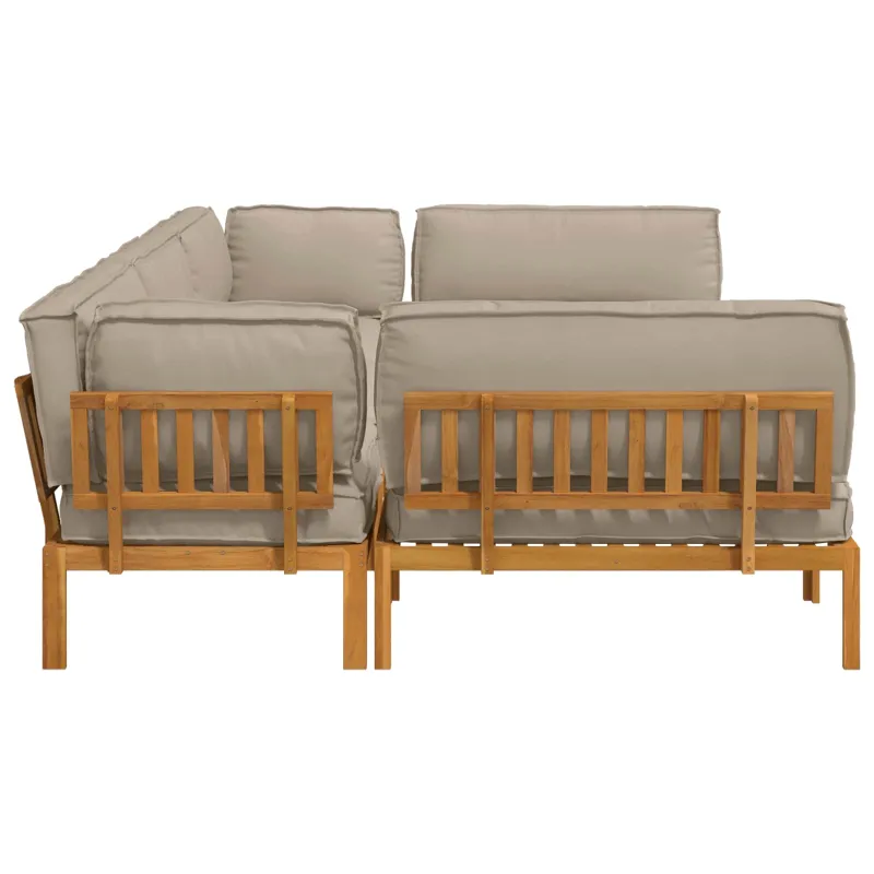 Sofos komplektas su pagalve 6 pcs Taupe Kietos akacijos mediena