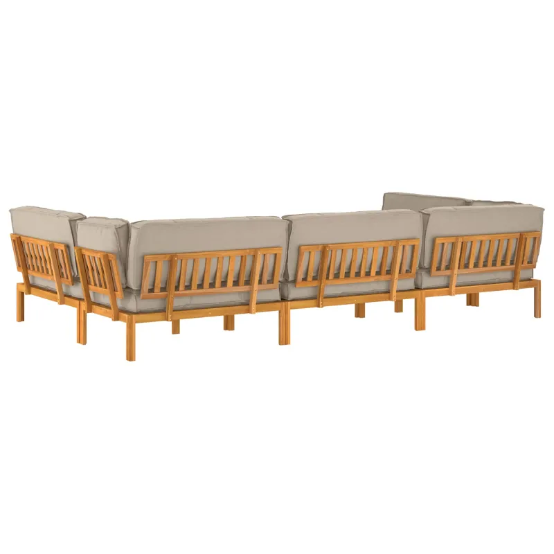 Sofos komplektas su pagalve 6 pcs Taupe Kietos akacijos mediena