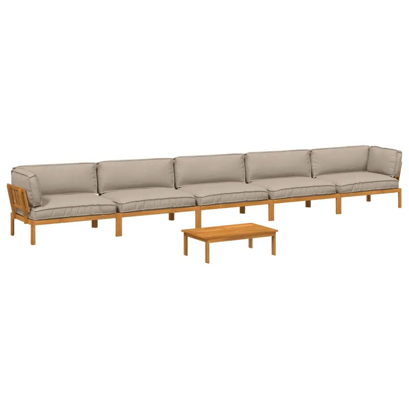 Sofos komplektas su pagalve 6 pcs Taupe Kietos akacijos mediena
