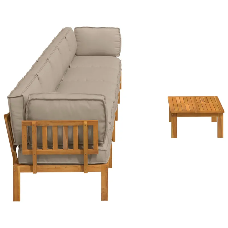Sofos komplektas su pagalve 6 pcs Taupe Kietos akacijos mediena