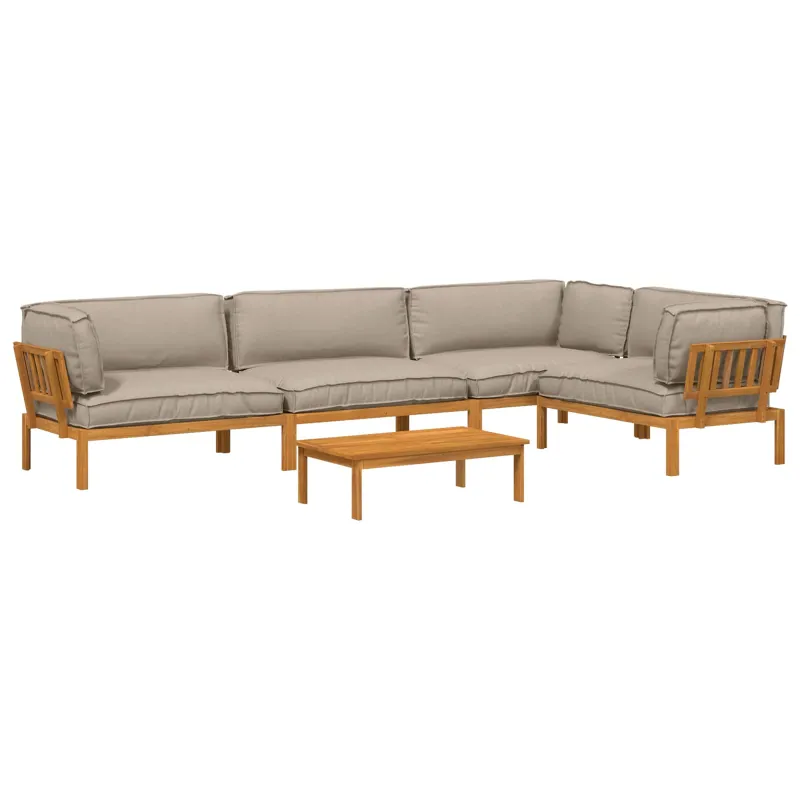 Sofos komplektas su pagalve 5 pcs Taupe Kietos akacijos mediena