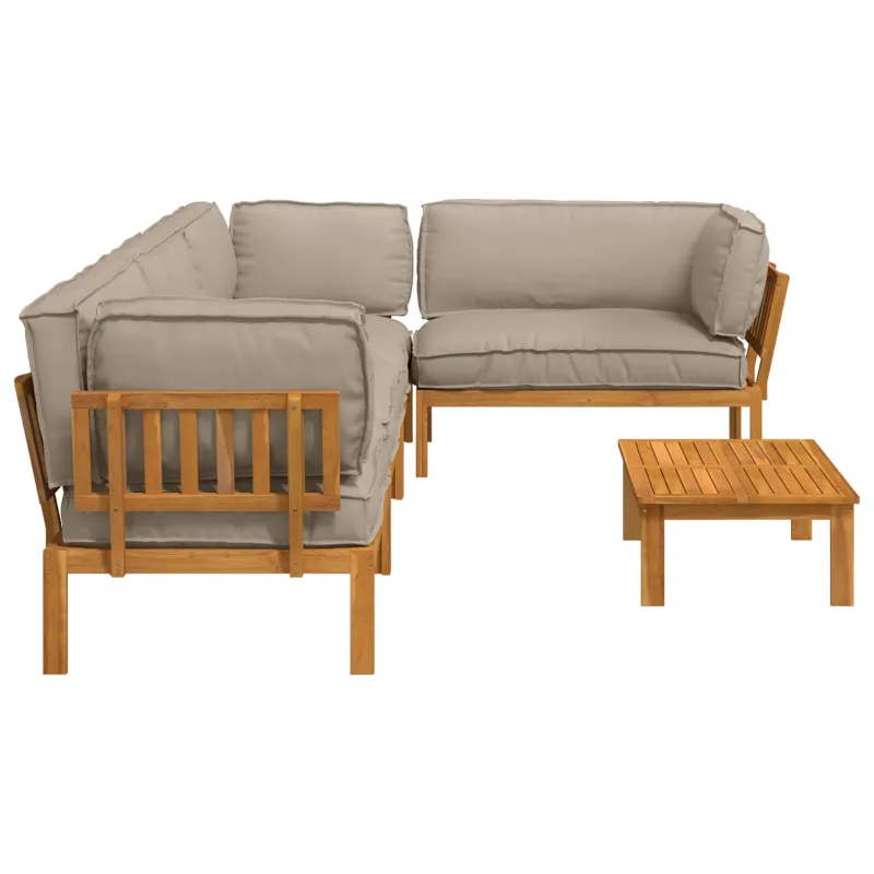 Sofos komplektas su pagalve 5 pcs Taupe Kietos akacijos mediena