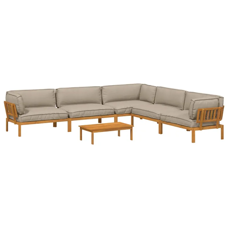 Sofos komplektas su pagalve 6 pcs Taupe Kietos akacijos mediena