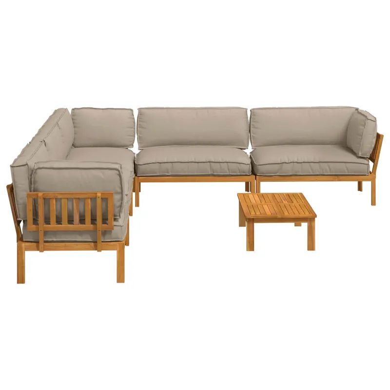 Sofos komplektas su pagalve 6 pcs Taupe Kietos akacijos mediena