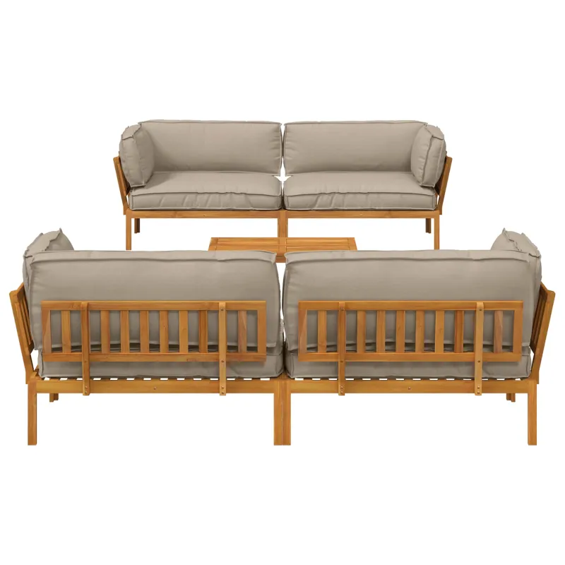 Sofos komplektas su pagalve 5 pcs Taupe Kietos akacijos mediena