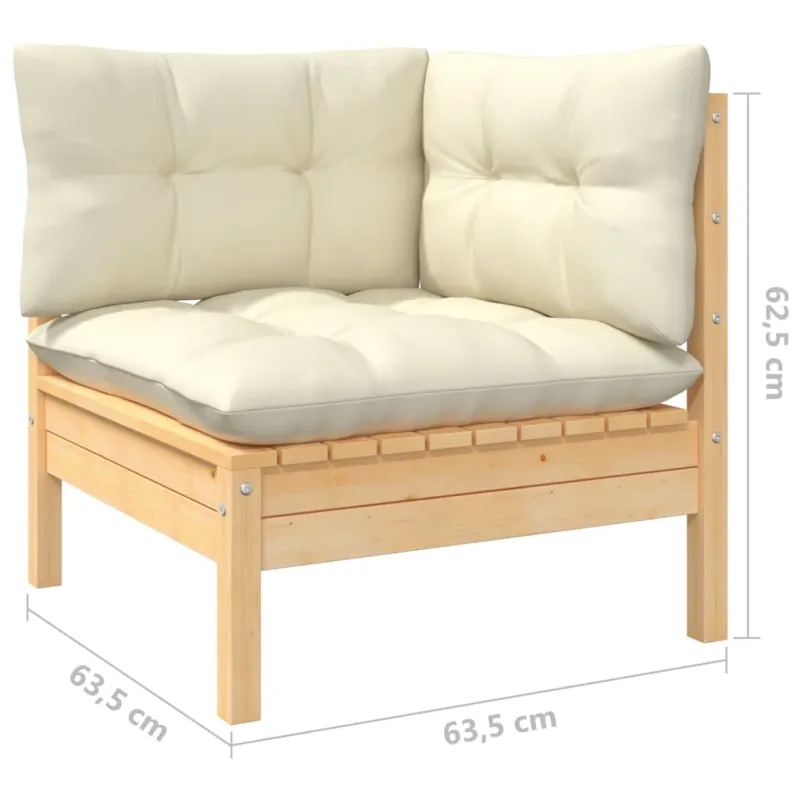 Sodo kompletti kreminäisillä tyynyillä, 10 osaa, mänty