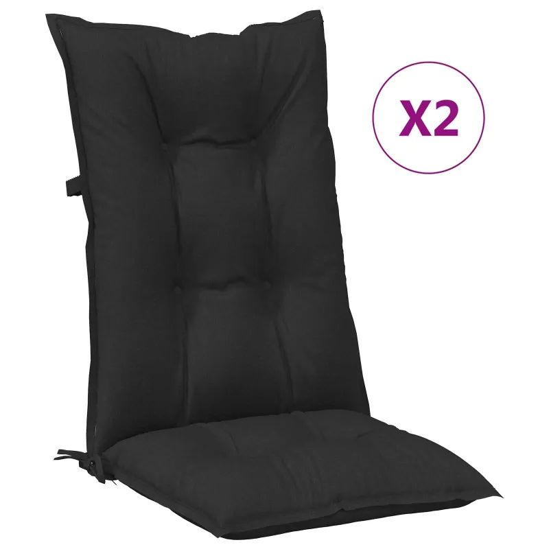 Aukštos atlošo kėdžių pagalvių rinkinys 2 pcs Melanžinė juoda