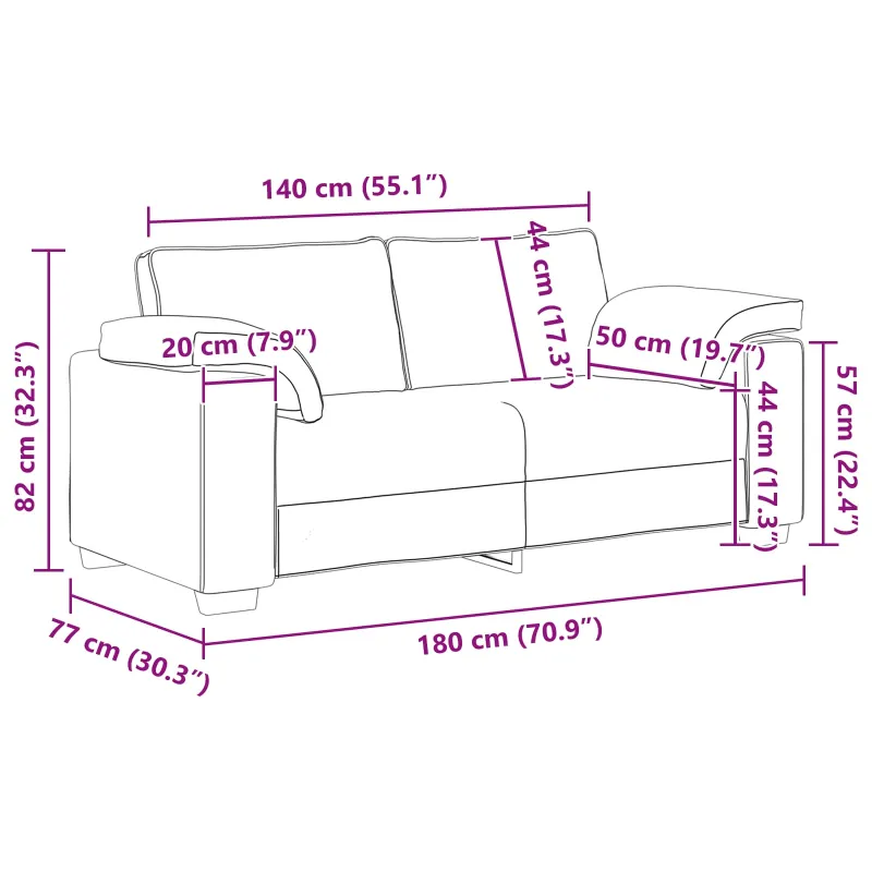 Dvitaškė sofa Smėlio 180 cm Lino mišinio audinys